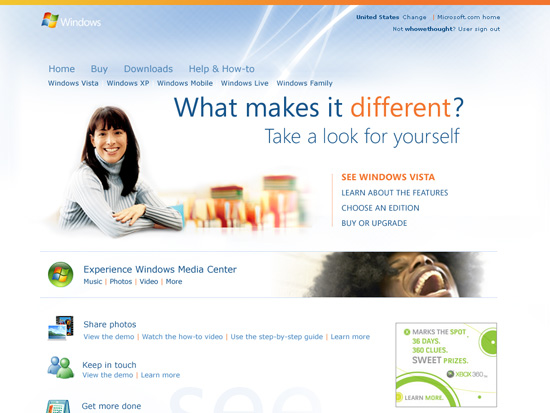 Windows Online homepage